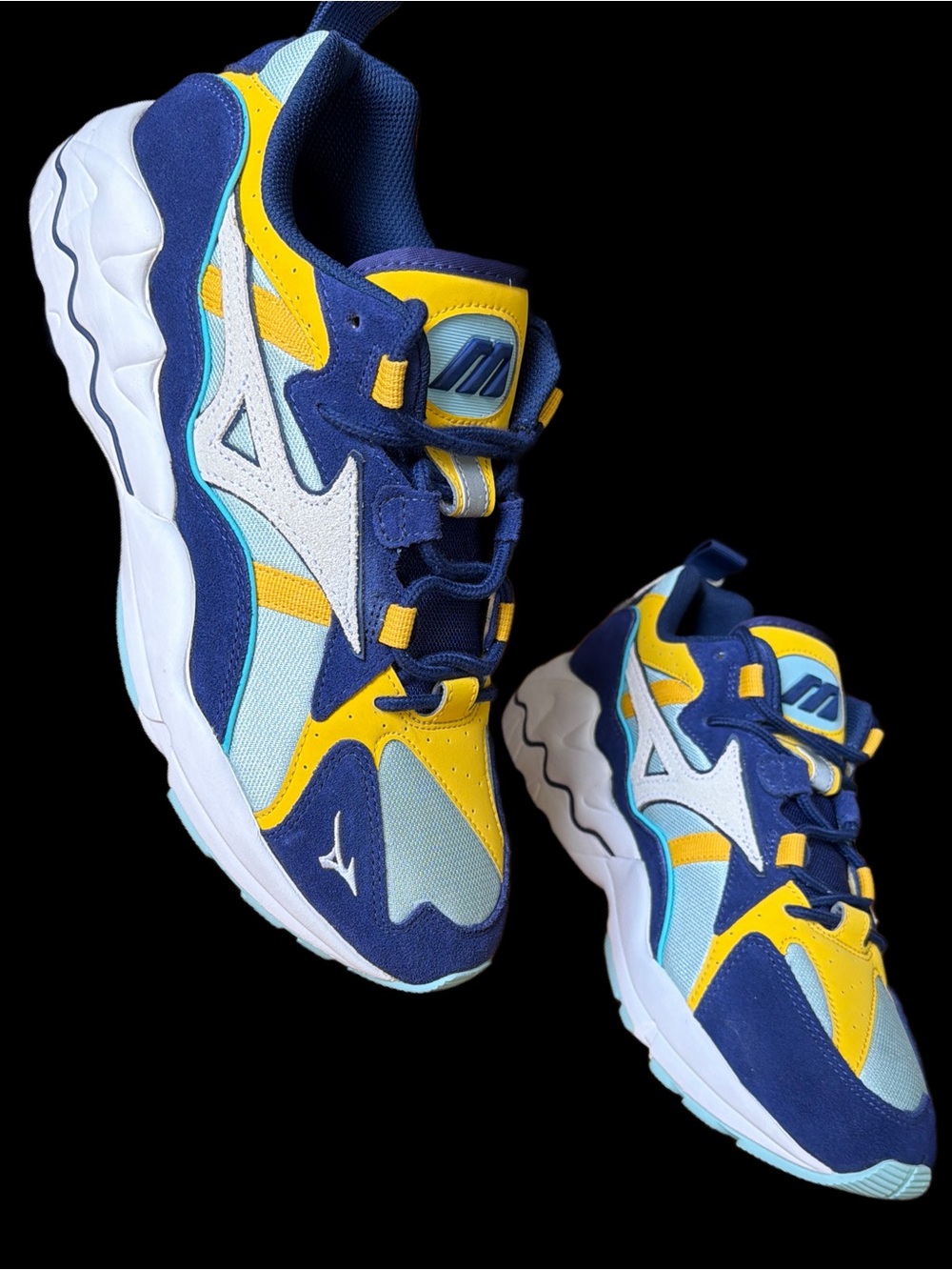Mizuno Wave Rider 1 S OG Dark Blue, Light Blue & Yellow Sportstyle shoes size 11